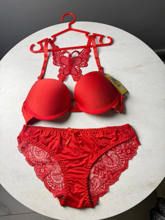 Butterfly Lace Padded Bra Set