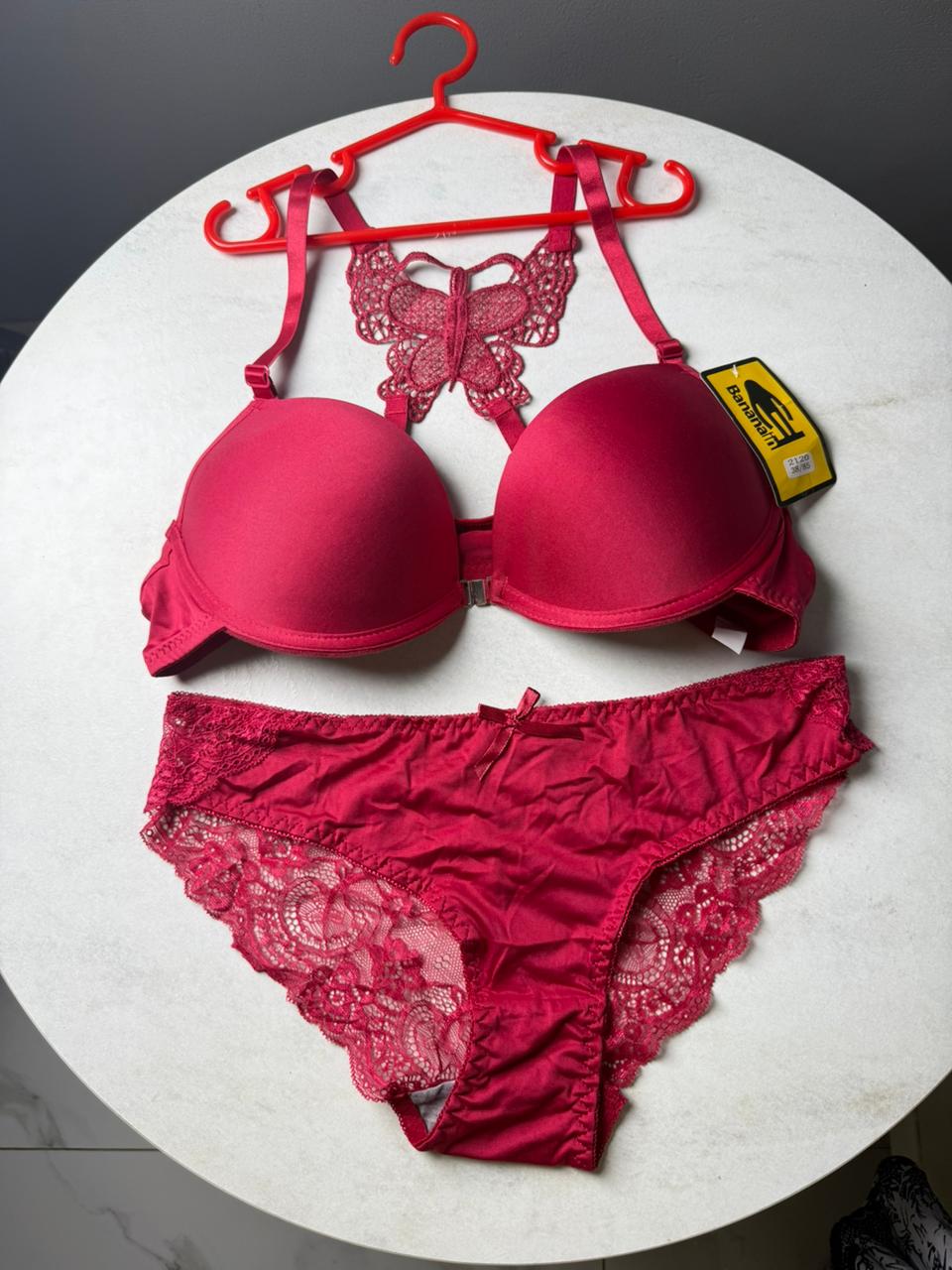 Butterfly Lace Padded Bra Set