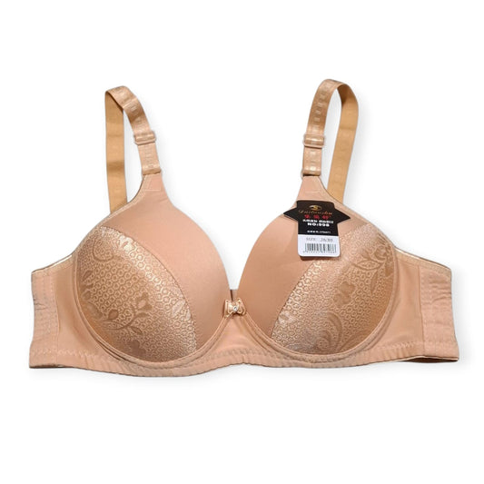 Elegant Nude Padded Bra – Smooth Lift with Floral Lace Design
