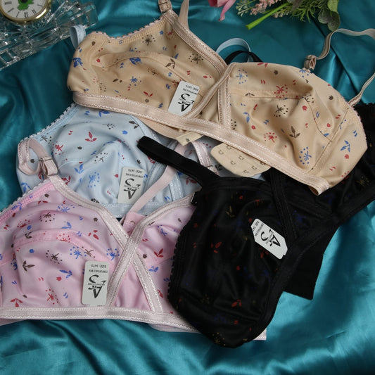 Pack of 4 - Comfortable Printed Jersey Bras for Women