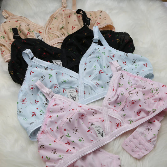4-Piece Summer Fabric Printed Jersey Bra Set